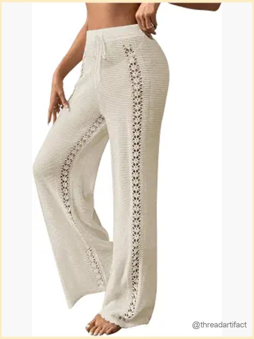 Knit Cover Up Pants for Swimwear Loose Fit Hollow Out Beach Pants